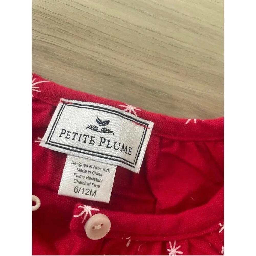 Petite‎ Plume Christmas Red Star Print Baby Night gown dress 6-12 Months